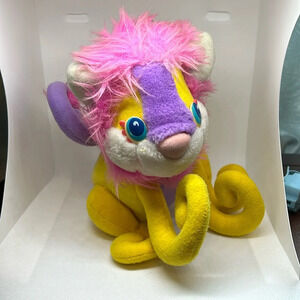 Mattel Stuffed Plush PET HOOKS Leroy Lion Yellow Pink Purple  Vintage 1987